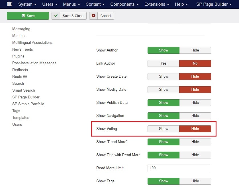 Enable rating for every post on your Joomla website